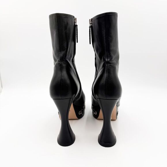 Gucci Janaya GG Black Leather Platform Boots Heels EU 40 US 10 - Picture 5 of 13